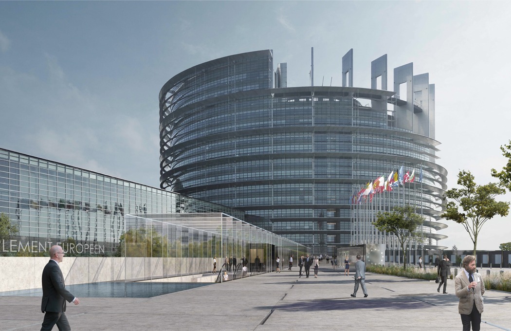 Institution - Parlement Européen de Strasbourg - Parvis du bâtiment Louise Weiss - SERUE Ingénierie