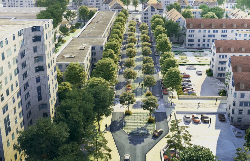 Espace public - rues et places - Quartier fluvial de Huningue sur le bord du Rhin (Haut-Rhin) - SERUE Ingénierie